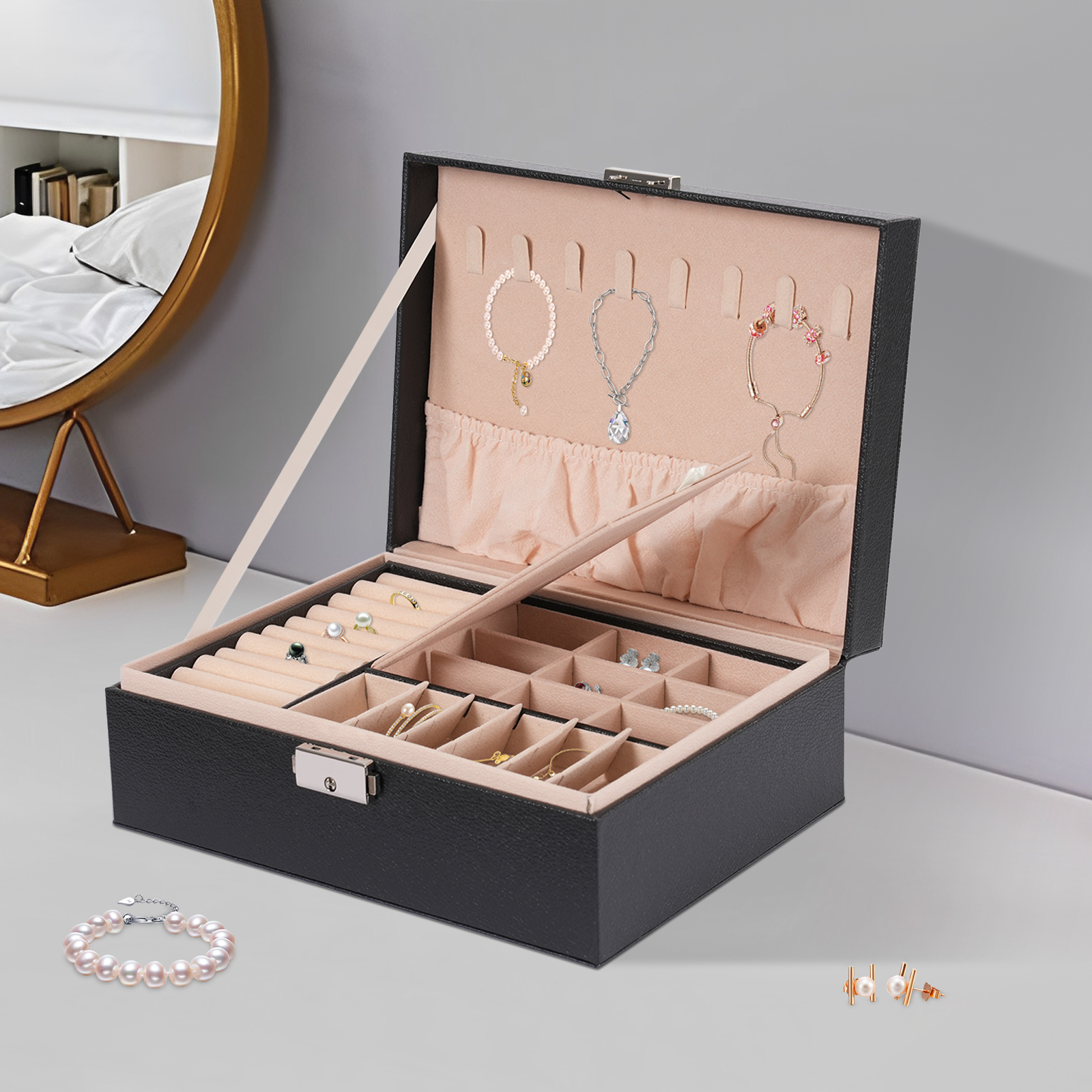 Jewelry And Watches Store - 2-tier Tabletop Jewelry Box with Sturdy