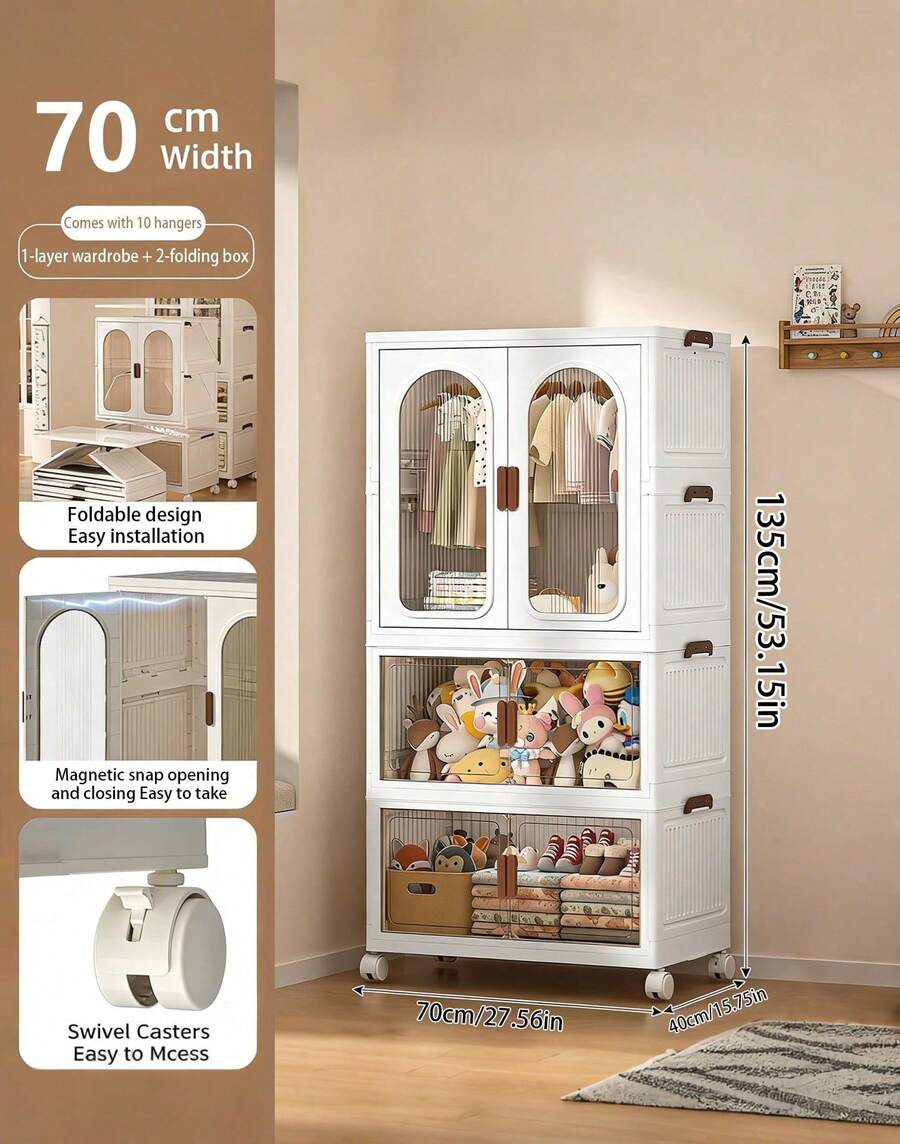 S&S Watches & Jewelry Ho Chi Minh - 70CM/ 27.55in Clear Door Foldable Wardrobe
