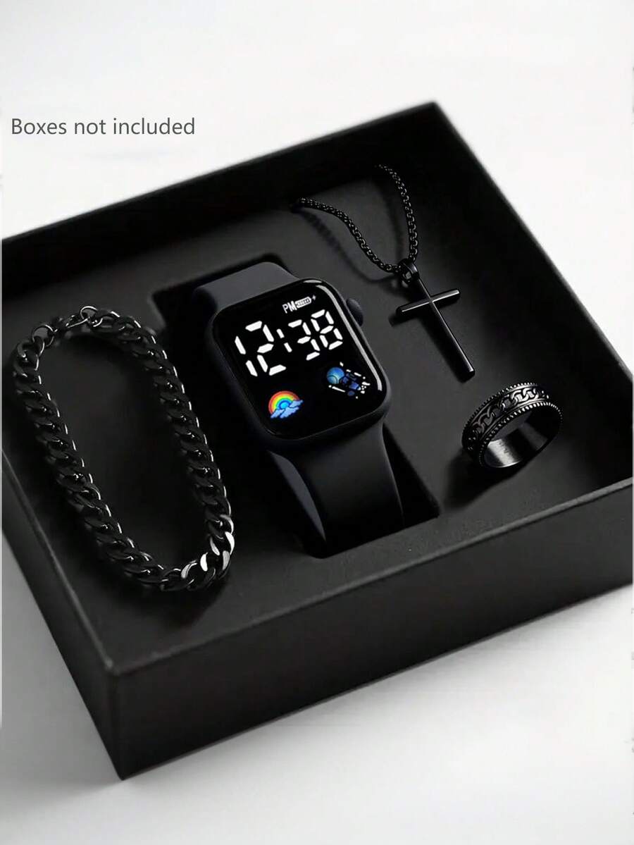 Best Jewelry Watches For Men - 4pcs/Set Men's Business Casual Square Electronic