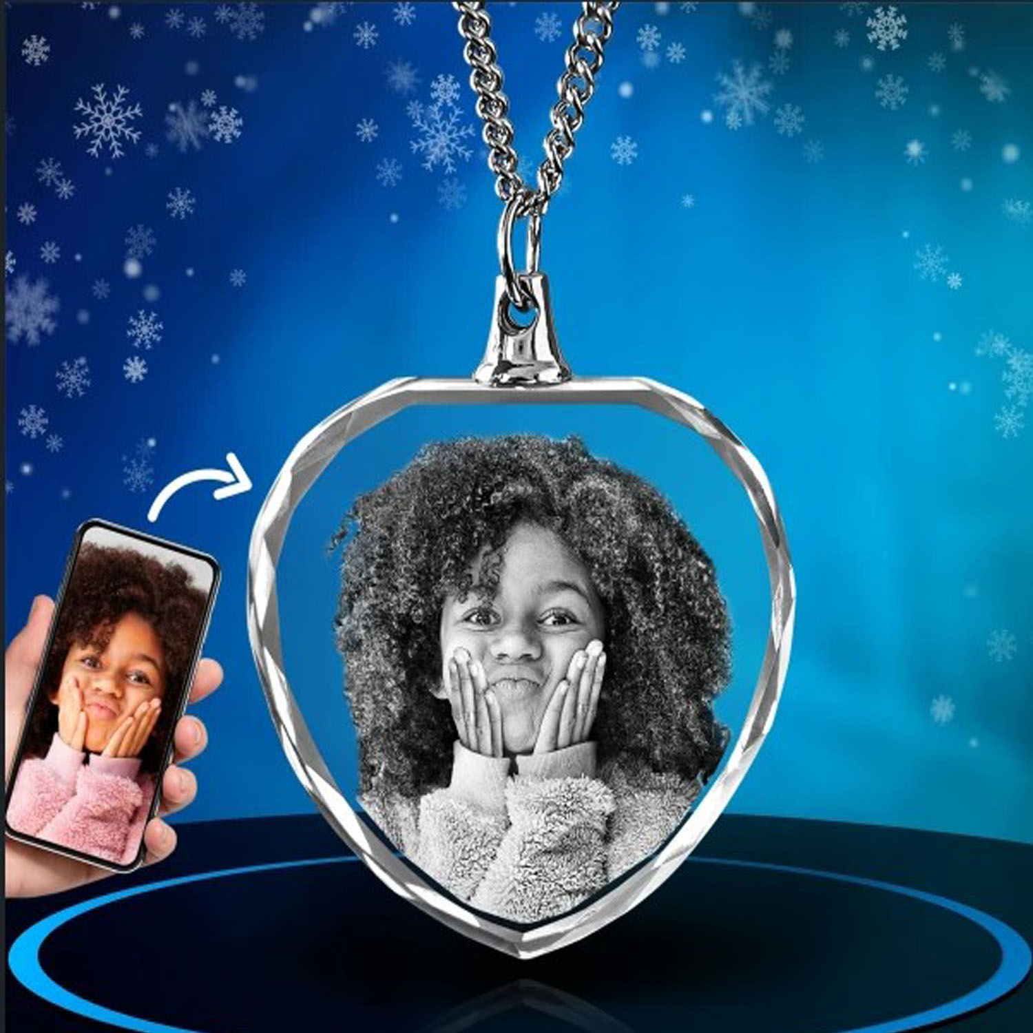 Crystal Choker Necklace - Personalized Photo Necklace Crystal Picture Heart