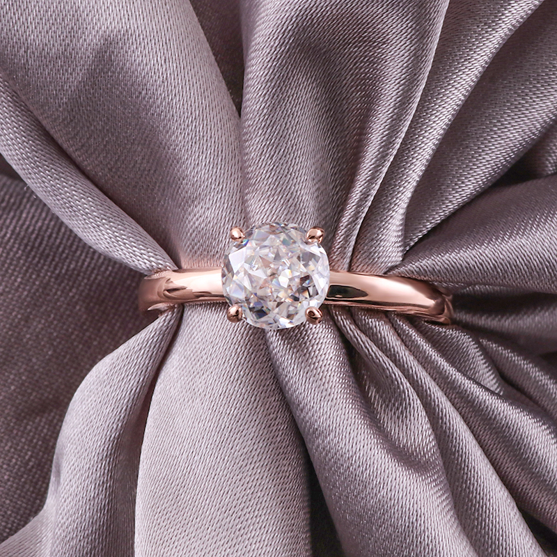 Moissanite Ring - Provence 925 Silver Solitaire Halo Ring