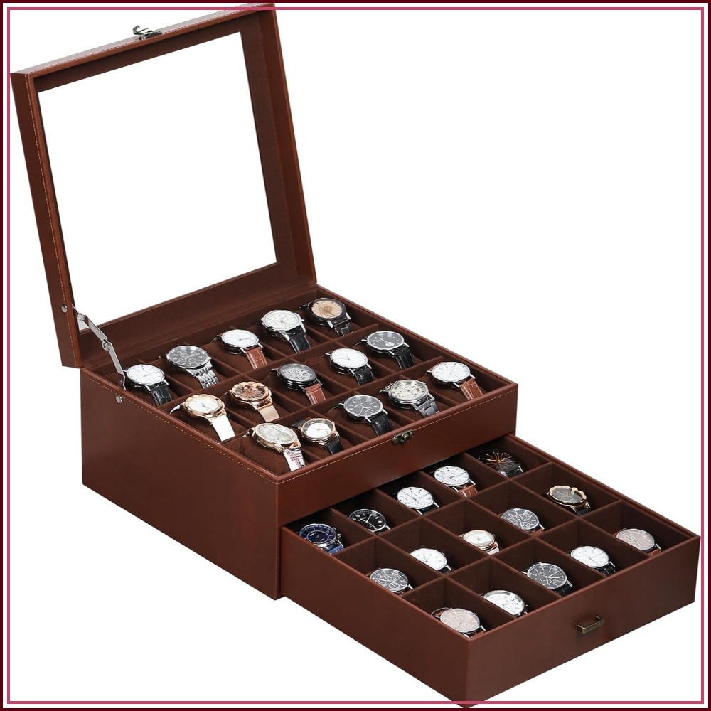 Jewelry Box That Holds Watches - 2-Layer Watch Box Organizer with Glass