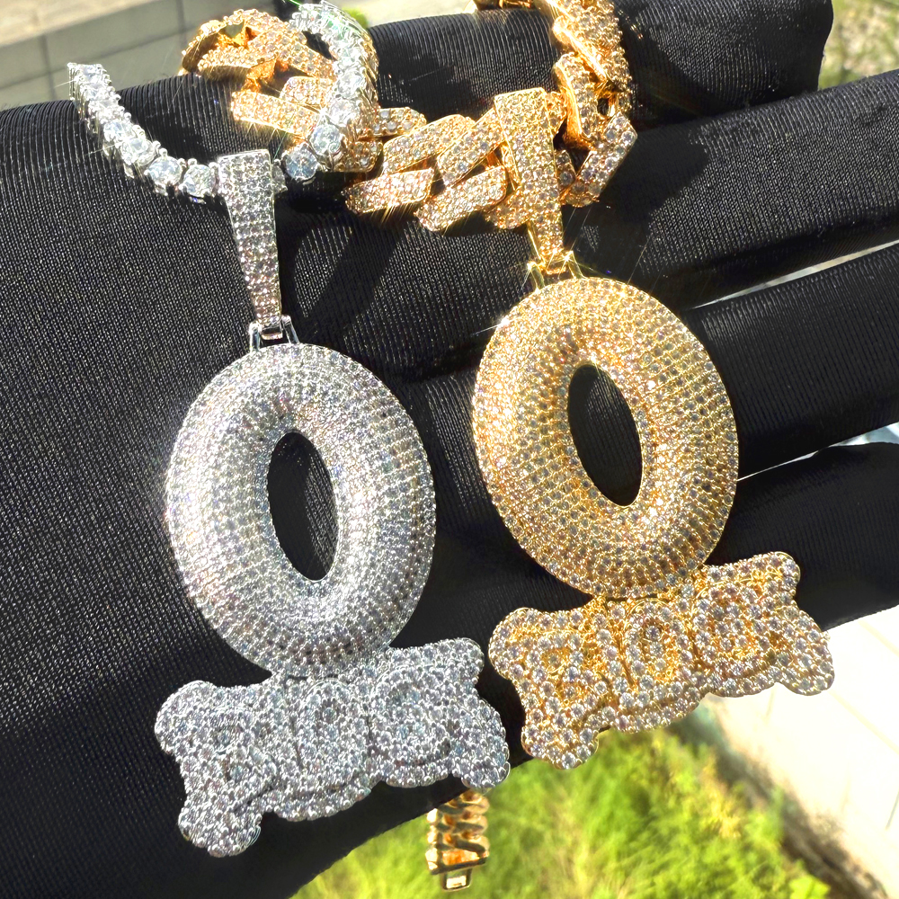 Tennis Bracelet Cubic - Iced Out Letter O Block Pendant