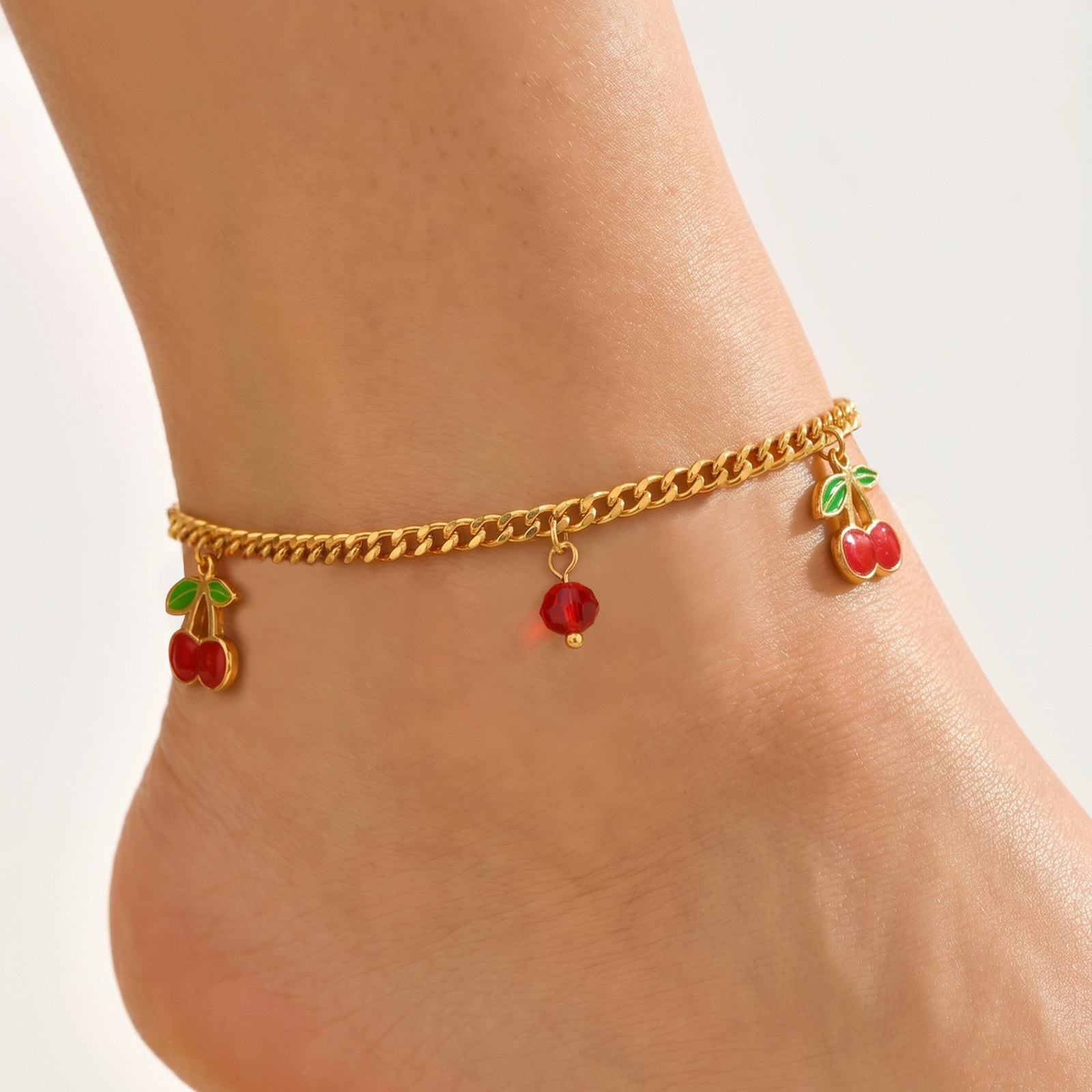 Jc Jewelry & Watches Reviews - Sweet Stainless Steel Cherry Anklet Women's