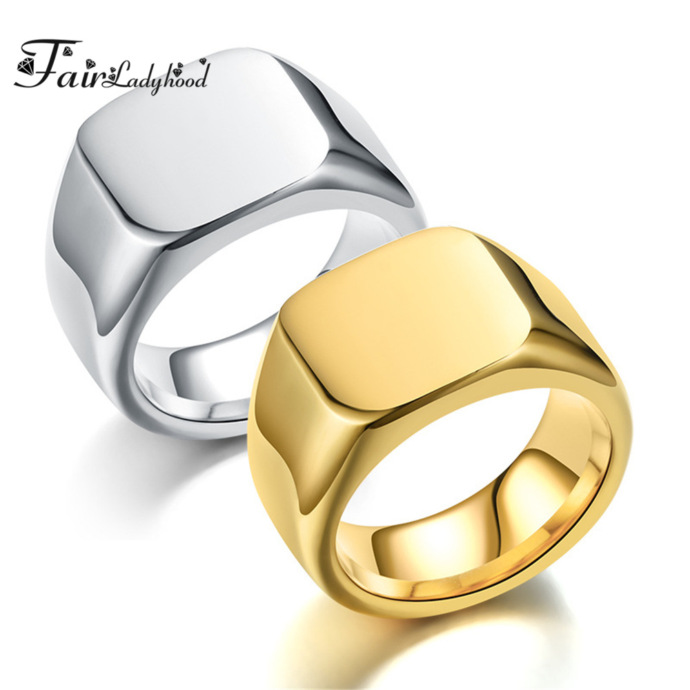 Mens Signet Ring - FairLadyHood Smooth Men's Black Rock Punk