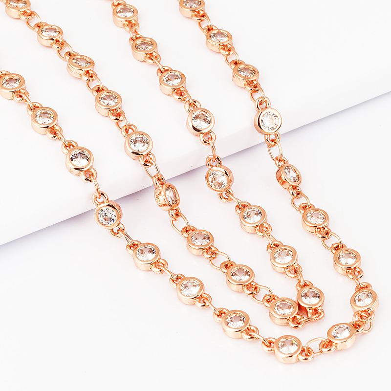 Sturdy half finished CZ chain  – Rose Gold Bracelet recenzja i cena