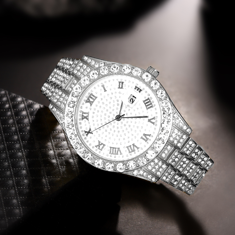 1 Hip-hop Full Diamond Silver  – Jewelry Diamond Watches recenzja i cena