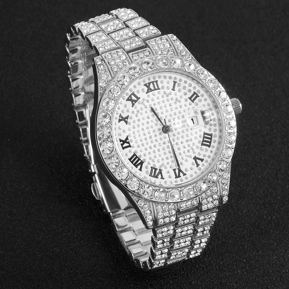 1 Hip-hop Full Diamond Silver  – Jewelry Diamond Watches recenzja i cena
