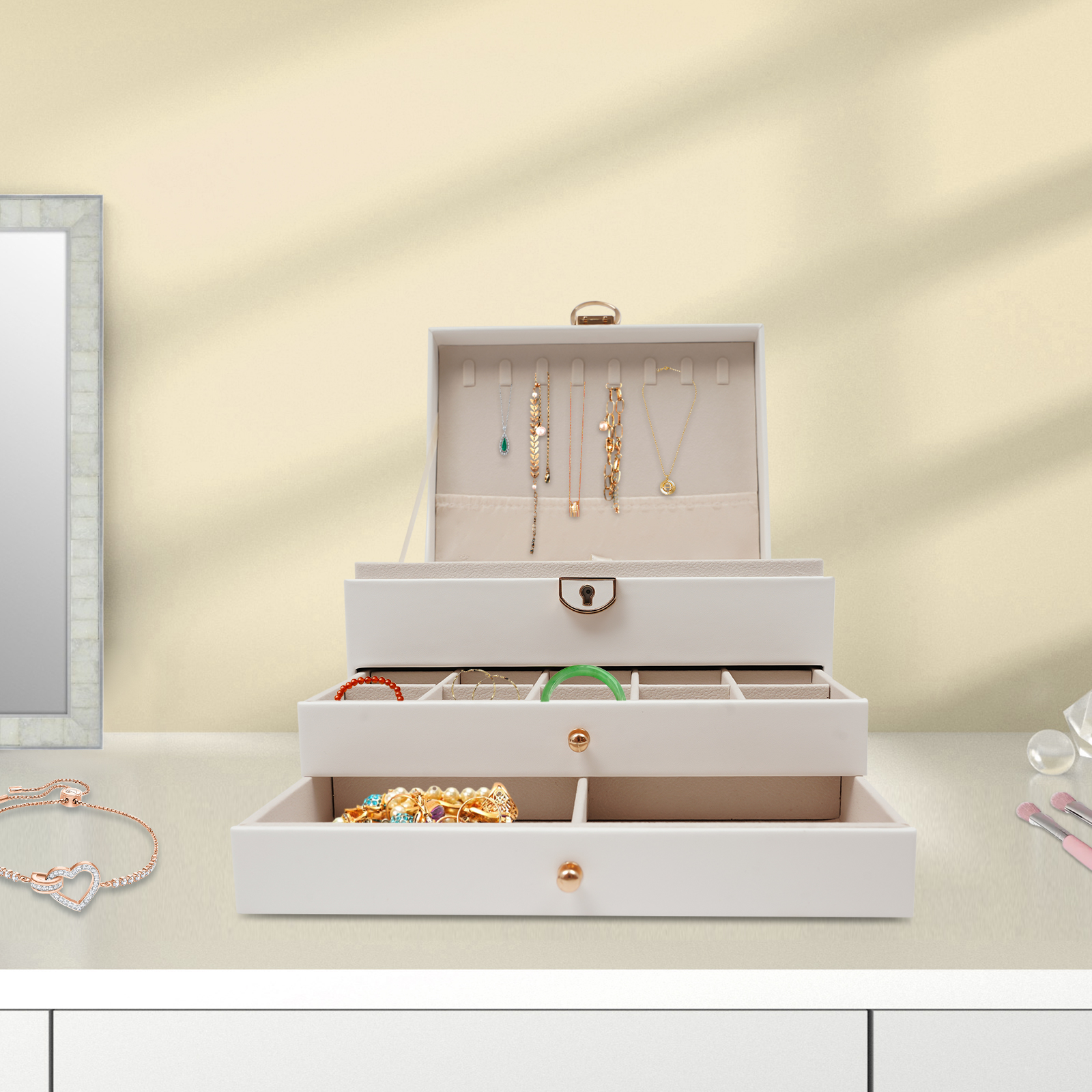 3 Tiers Jewelry Storage Box, S – Jewelry And Watches Store recenzja i cena