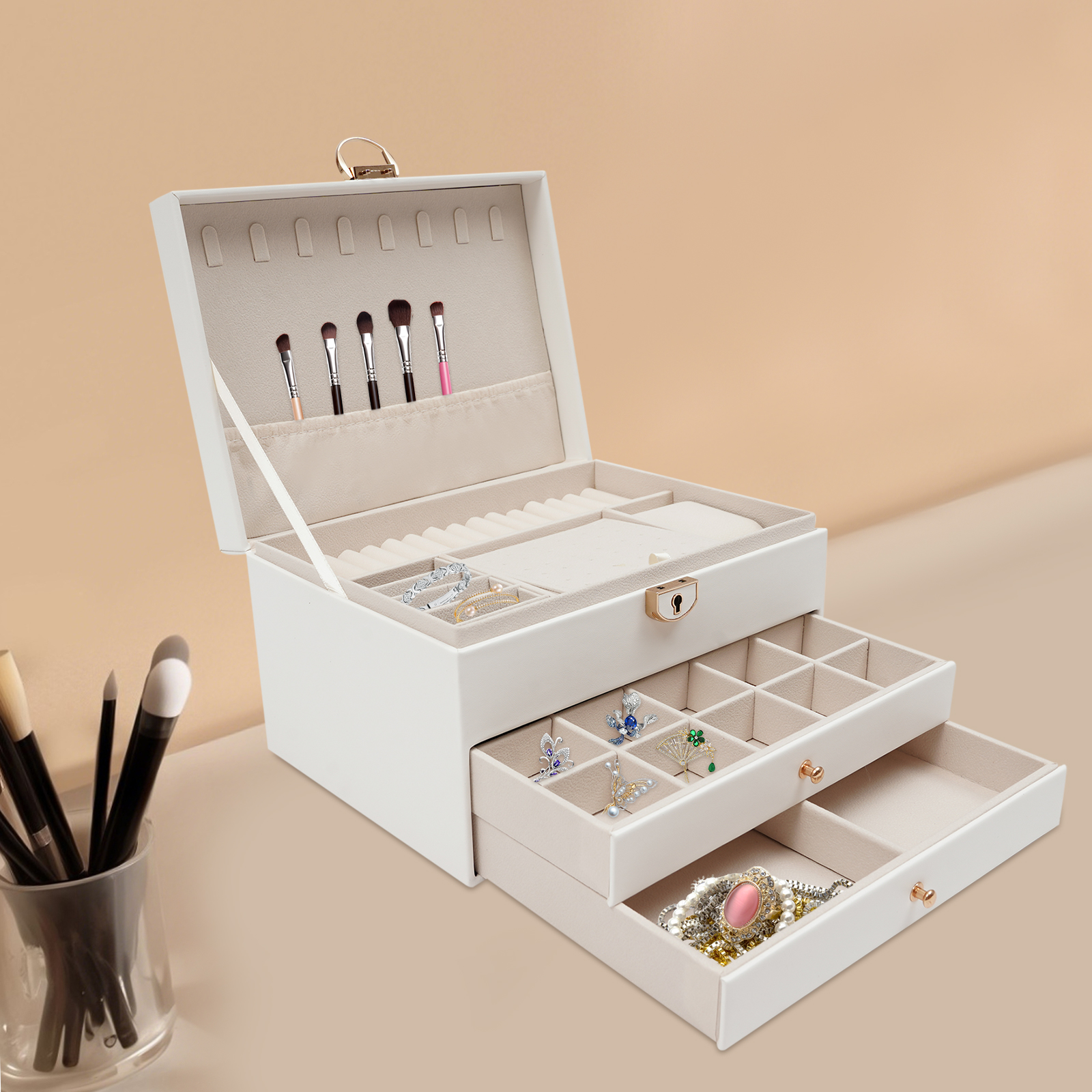 3 Tiers Jewelry Storage Box, S – Jewelry And Watches Store recenzja i cena