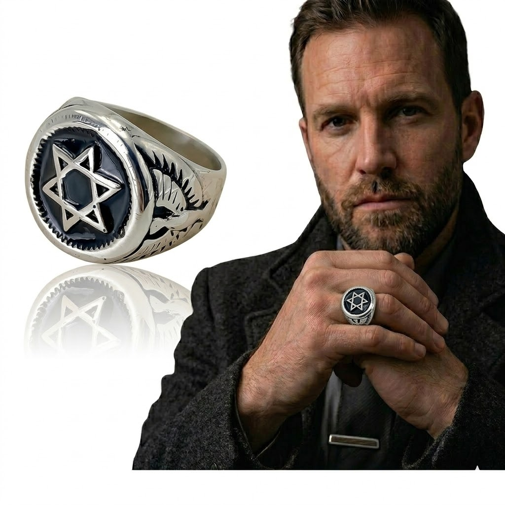 Vintage Star of David Ring for – Mens Signet Ring recenzja i cena