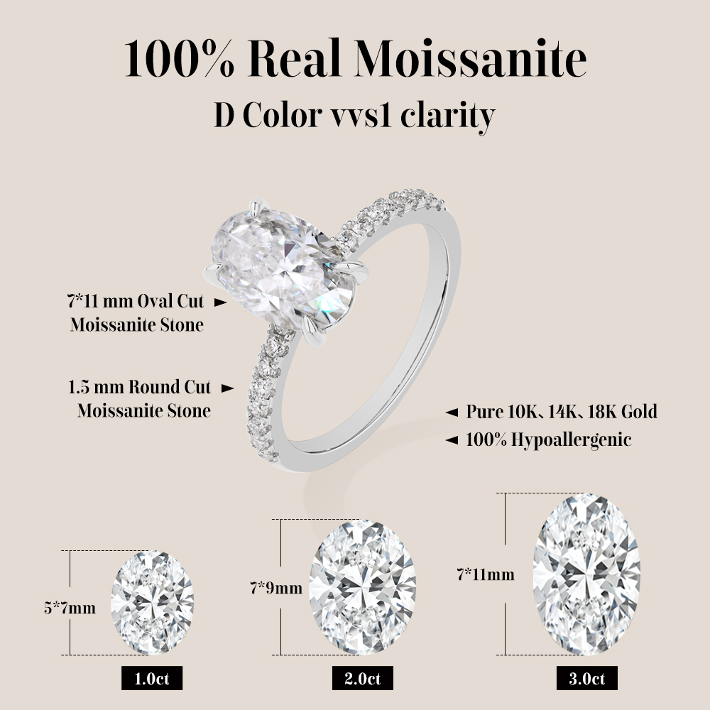 ATTAGEMS Oval Cut 3.0CT Moissa – Moissanite Ring recenzja i cena