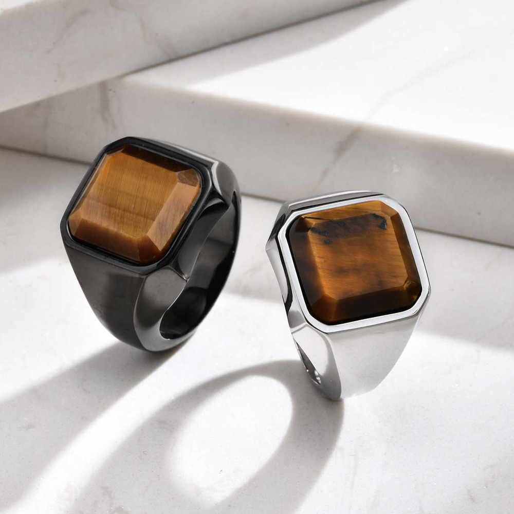 Brown Tiger Eye Stone Ring for – Mens Signet Ring recenzja i cena