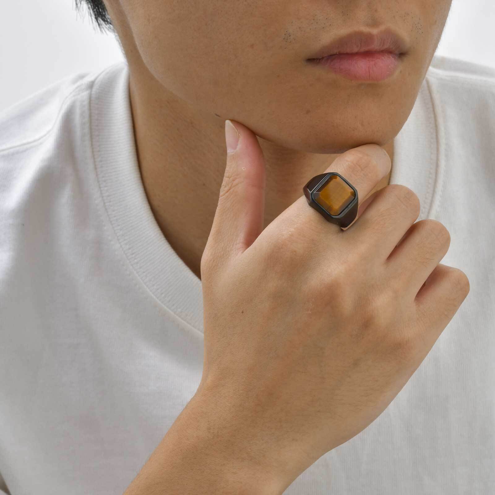 Brown Tiger Eye Stone Ring for – Mens Signet Ring recenzja i cena