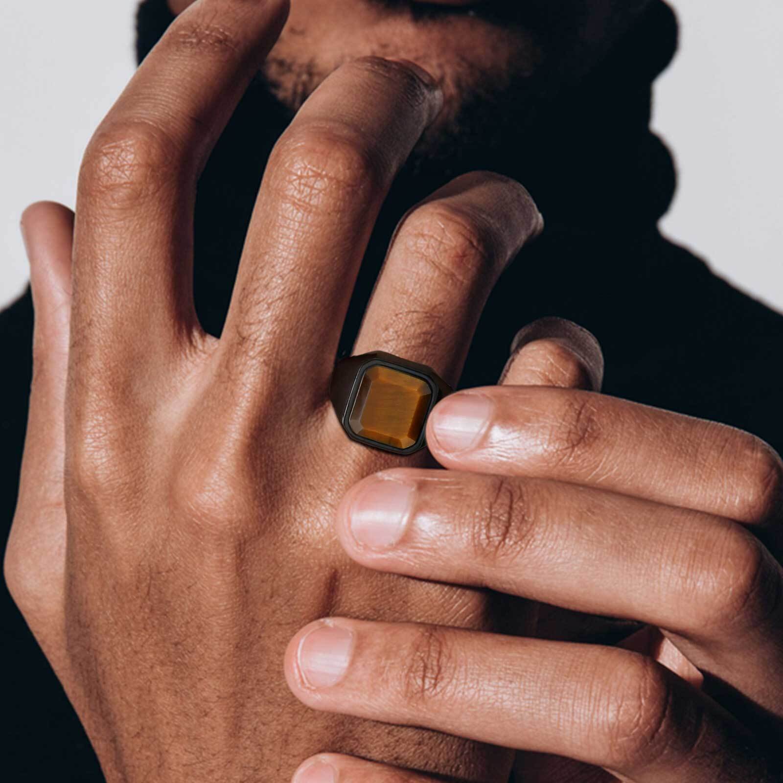 Brown Tiger Eye Stone Ring for – Mens Signet Ring recenzja i cena