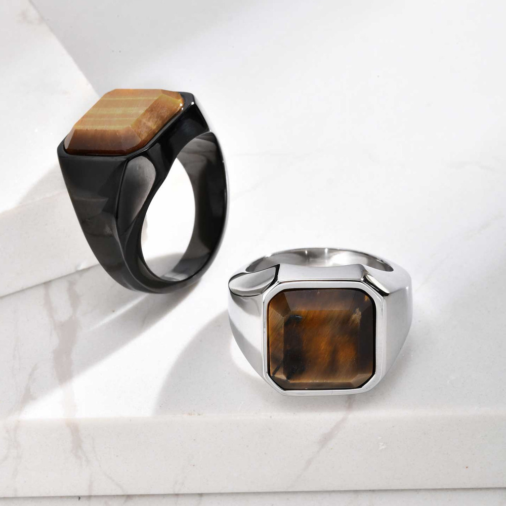 Brown Tiger Eye Stone Ring for – Mens Signet Ring recenzja i cena