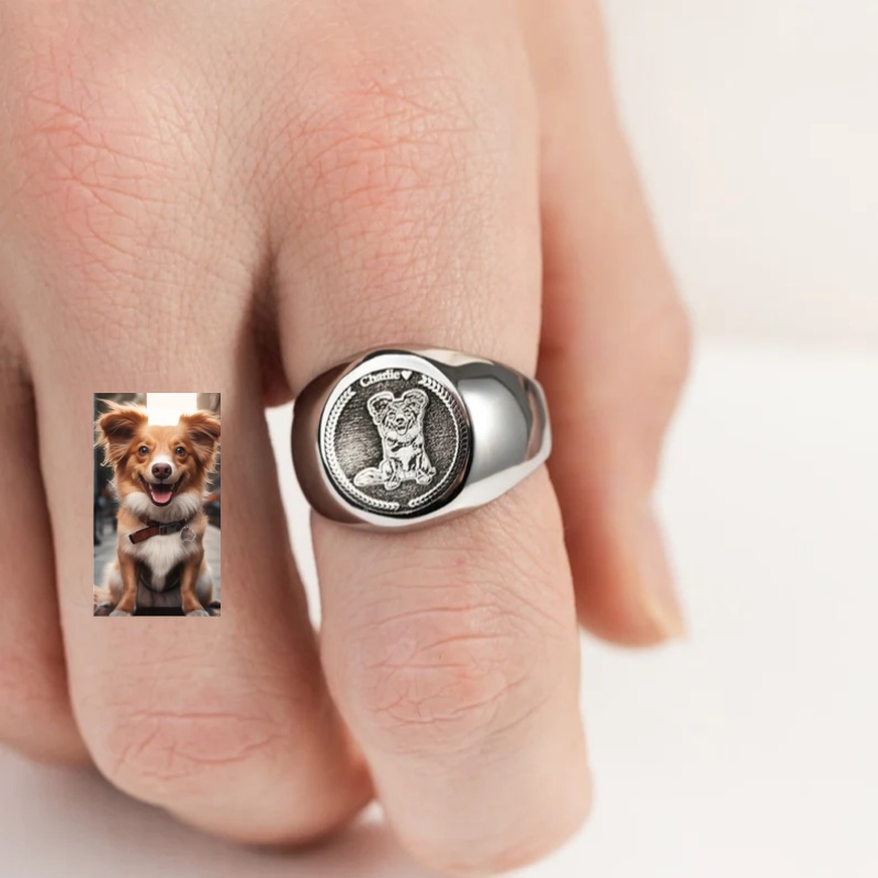 Custom Engrave Photo Signet Ri – Mens Signet Ring recenzja i cena