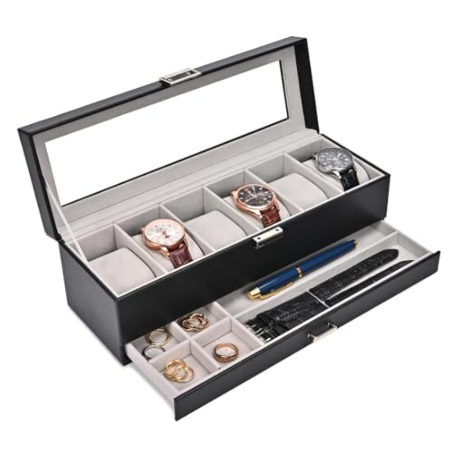 Watch Box, 6 Slot Watches Disp – Jewelry Box That Holds Watches recenzja i cena