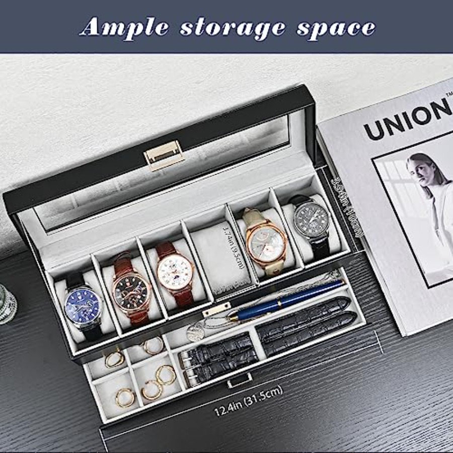 Watch Box, 6 Slot Watches Disp – Jewelry Box That Holds Watches recenzja i cena