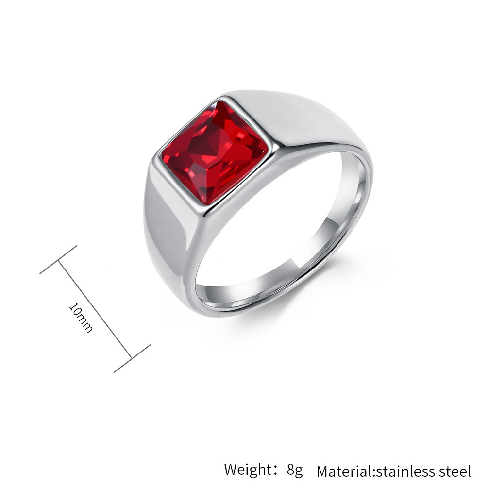 Stainless Steel Shinny Zircon  – Mens Signet Ring recenzja i cena