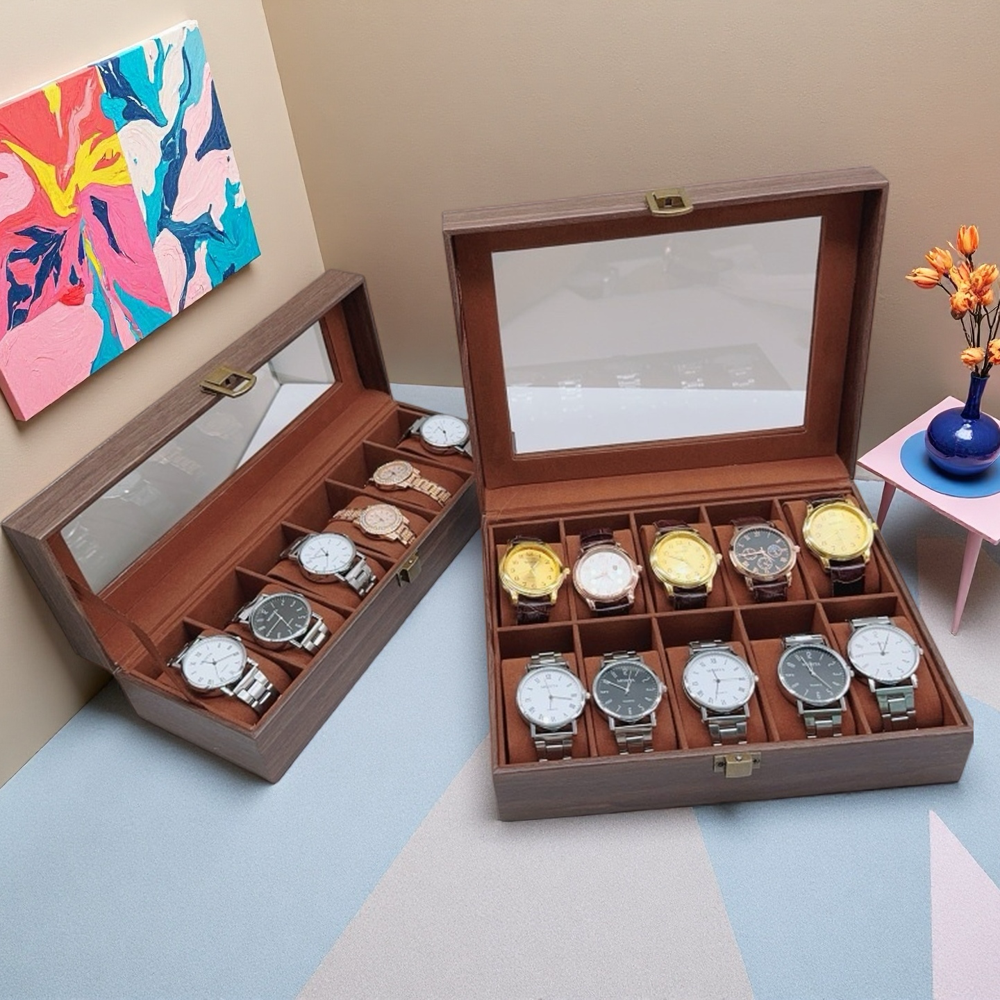 Wood Watch Box 6/10/12 Grids W – Jewelry Box That Holds Watches recenzja i cena