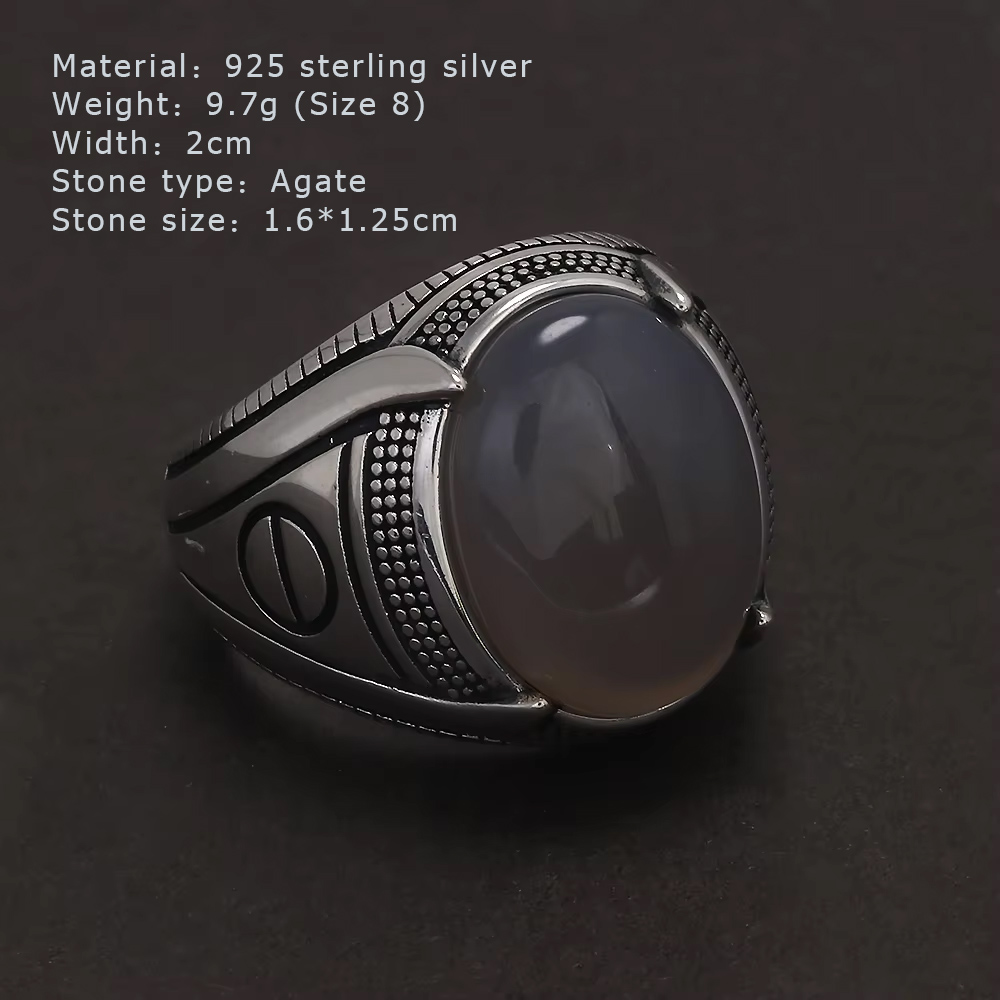 S925 Sterling Silver Agate Sig – Mens Signet Ring recenzja i cena