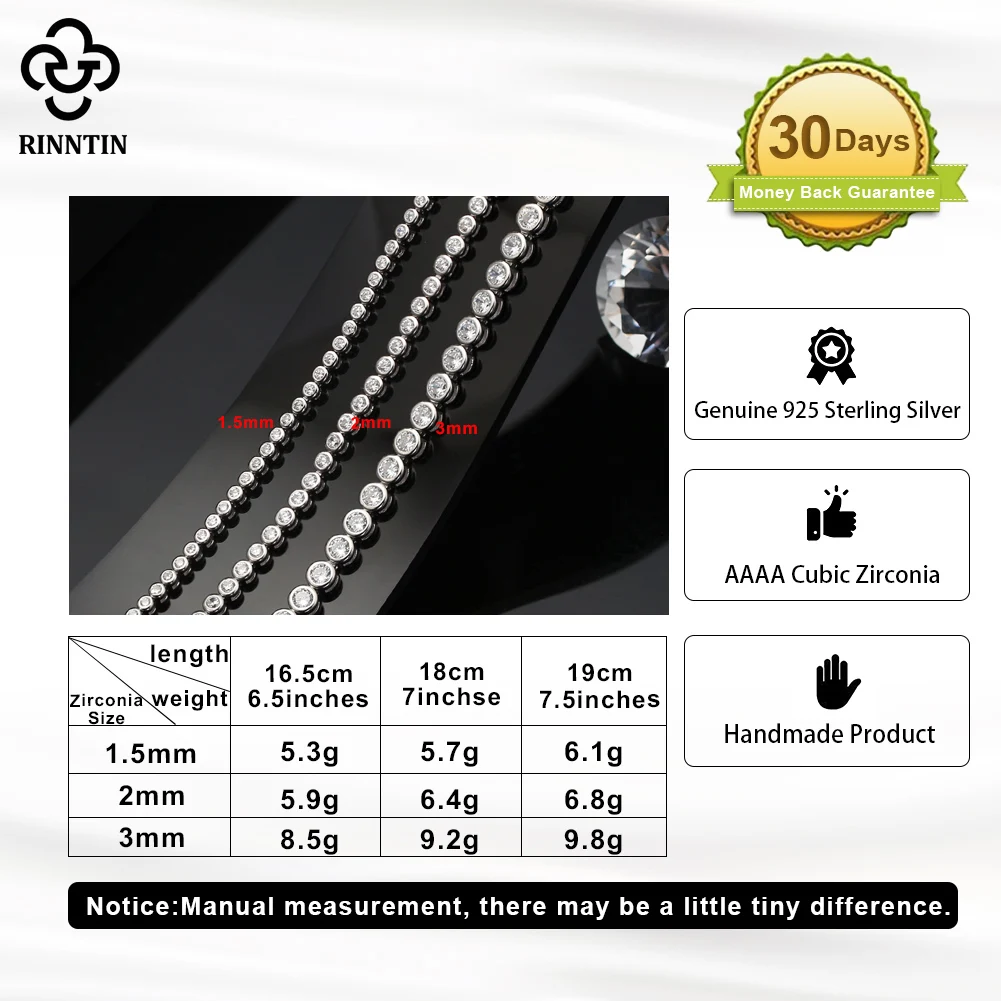 Rinntin Shiny Tennis Bracelet  – Tennis Bracelet Cubic recenzja i cena