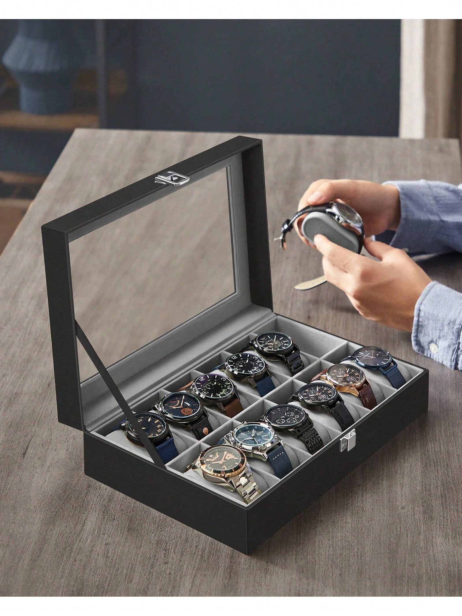12-Slot Lockable Watch Box wit – Jewelry Watches & Accessories recenzja i cena