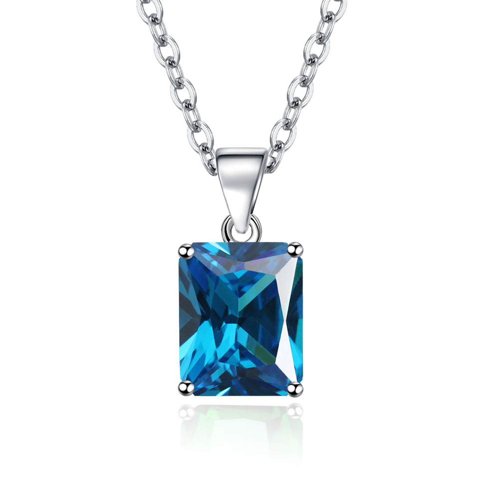 Emerald Cut Blue Topaz Created – Crystal Choker Necklace recenzja i cena