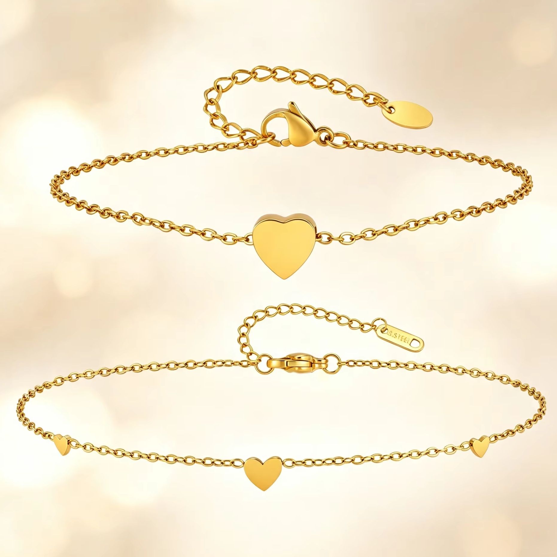 2Pcs Heart Charm Ankle Bracele – Jc Jewelry & Watches Reviews recenzja i cena