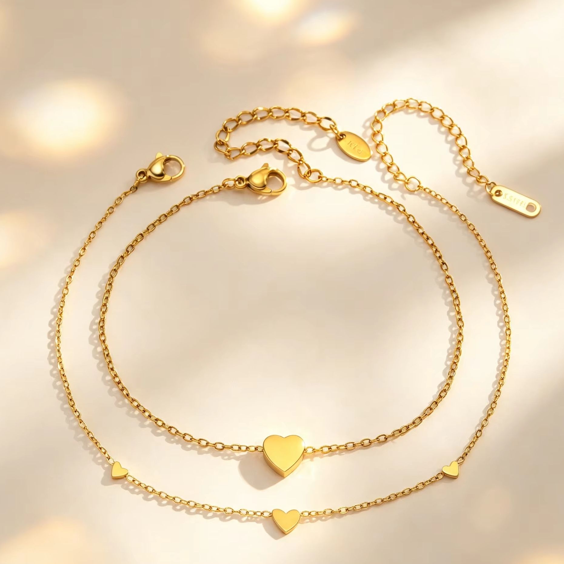 2Pcs Heart Charm Ankle Bracele – Jc Jewelry & Watches Reviews recenzja i cena