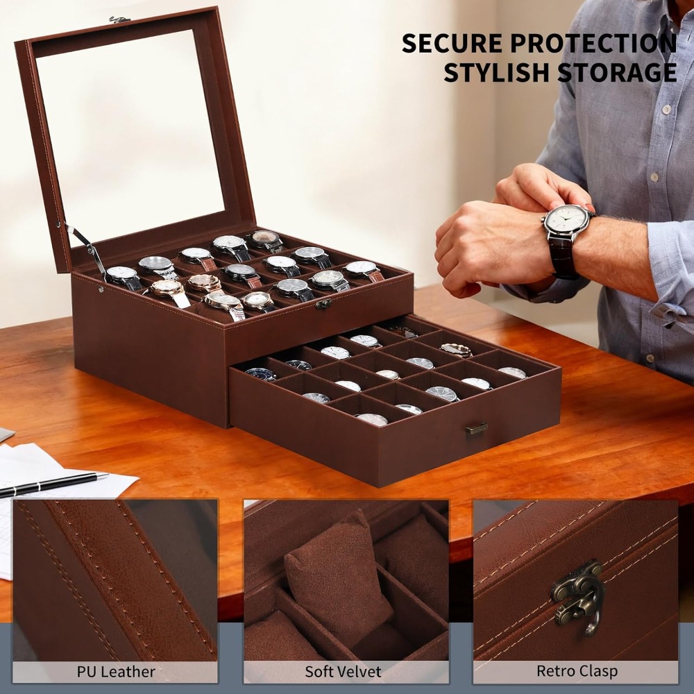 2-Layer Watch Box Organizer wi – Jewelry Box That Holds Watches recenzja i cena