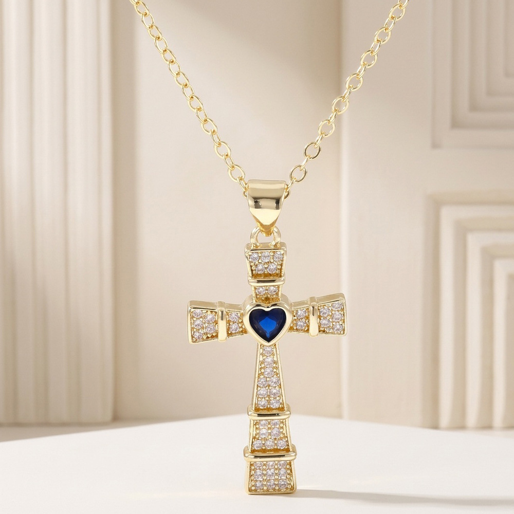 Fashion Cubic Zirconia Cross P – Crystal Choker Necklace recenzja i cena