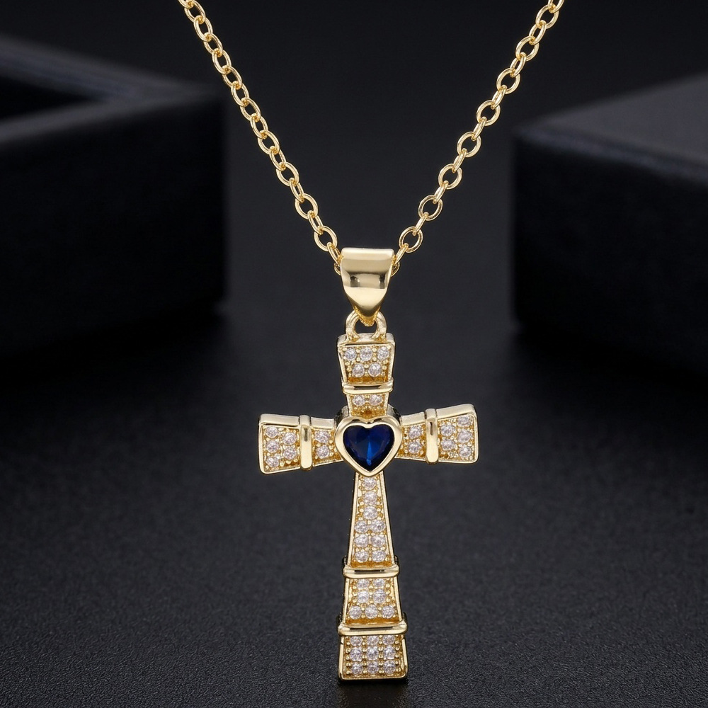 Fashion Cubic Zirconia Cross P – Crystal Choker Necklace recenzja i cena