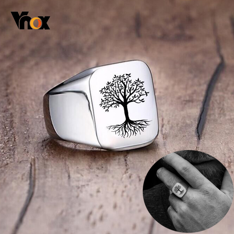 Vnox Rock Punk Tree Of Life Si – Mens Signet Ring recenzja i cena