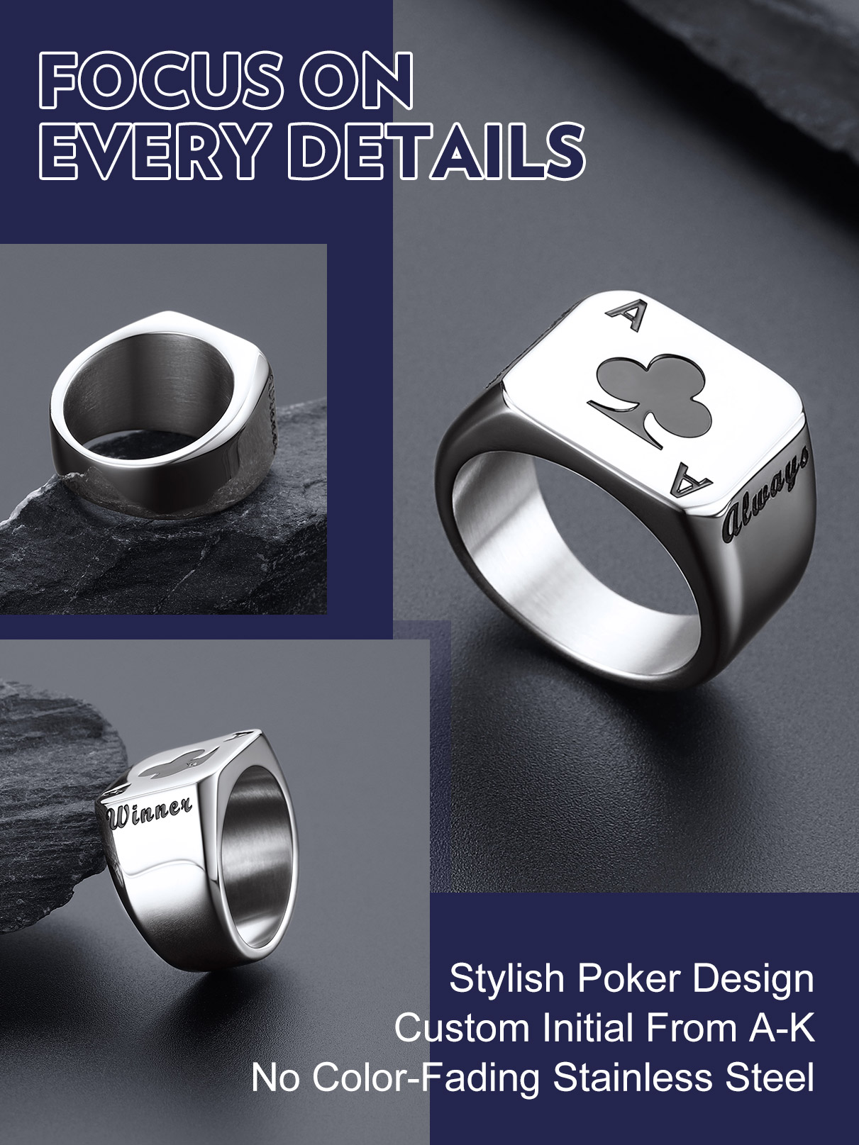 U7 Customized Square Rectangle – Mens Signet Ring recenzja i cena