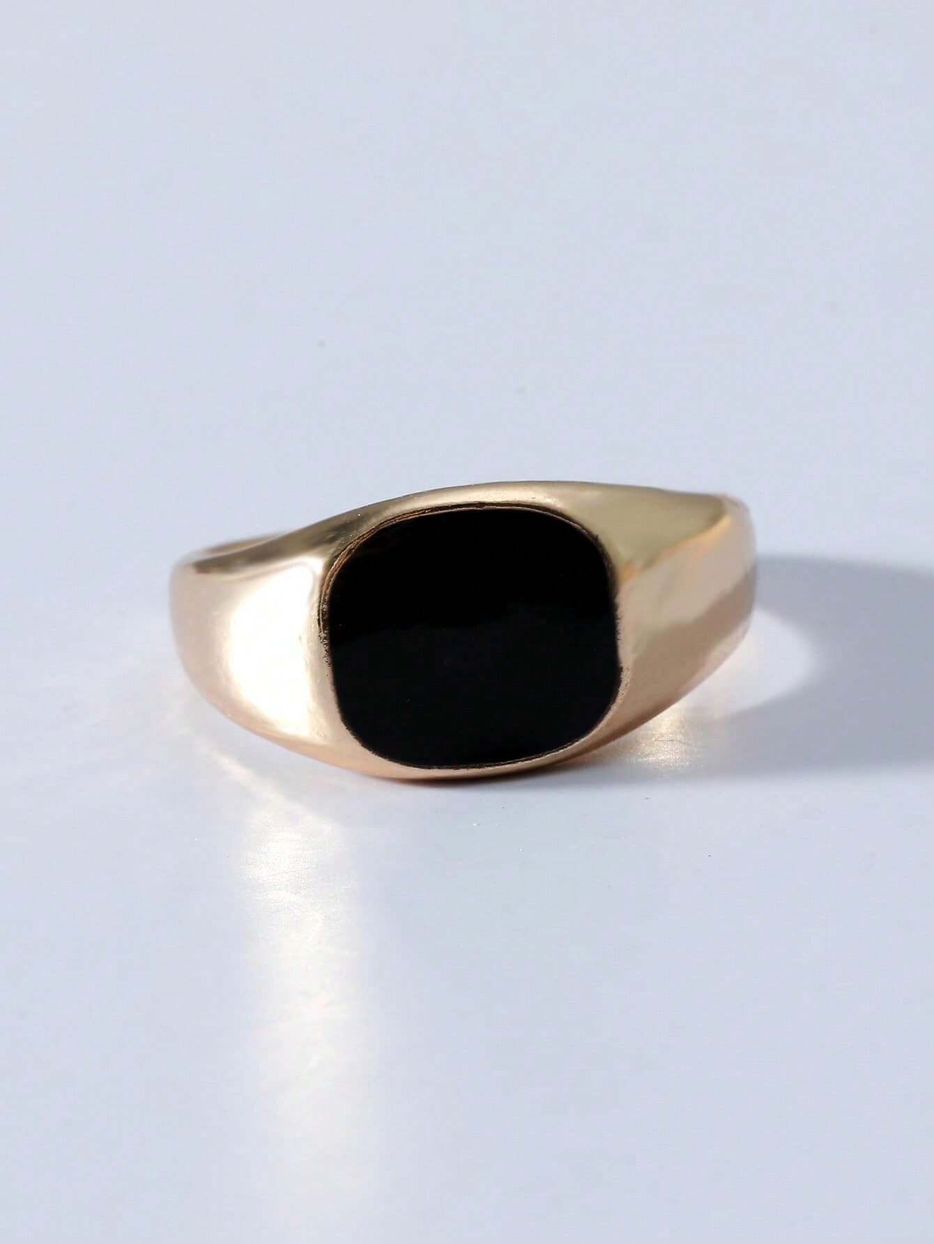 Minimalist Gold-Tone Signet Ri – Mens Signet Ring recenzja i cena
