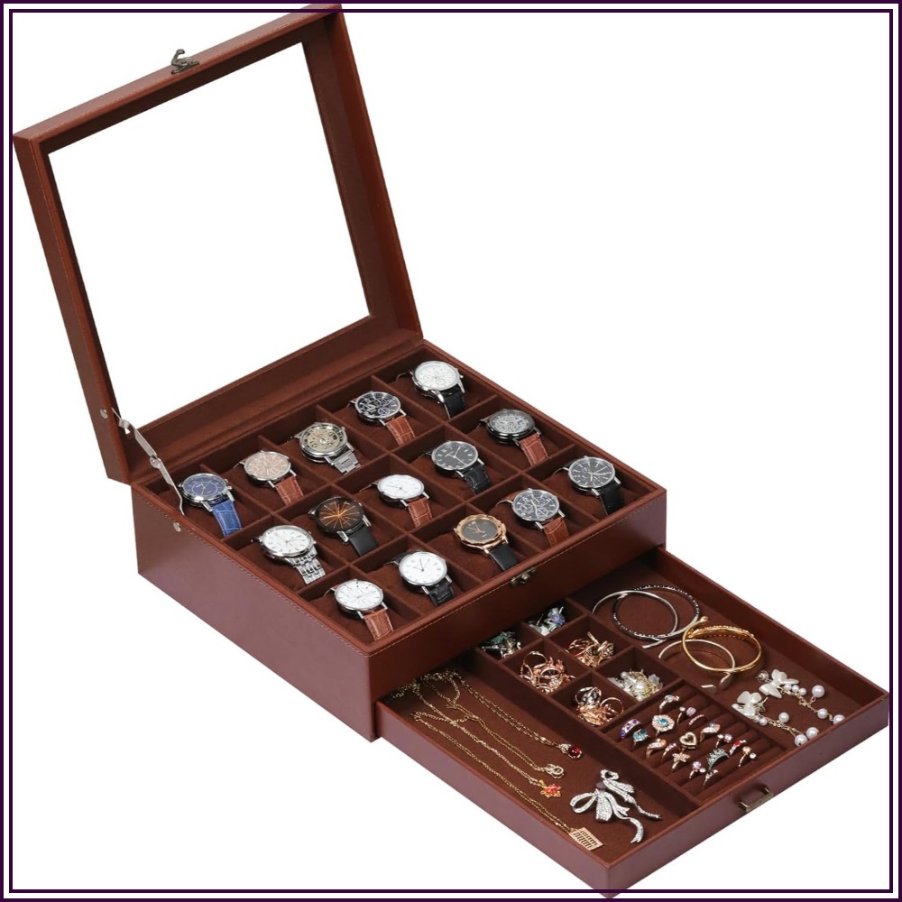 2-Layer Watch Box with Lock, H – Jewelry Box That Holds Watches recenzja i cena