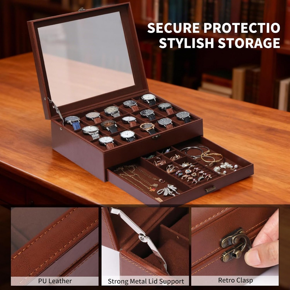 2-Layer Watch Box with Lock, H – Jewelry Box That Holds Watches recenzja i cena