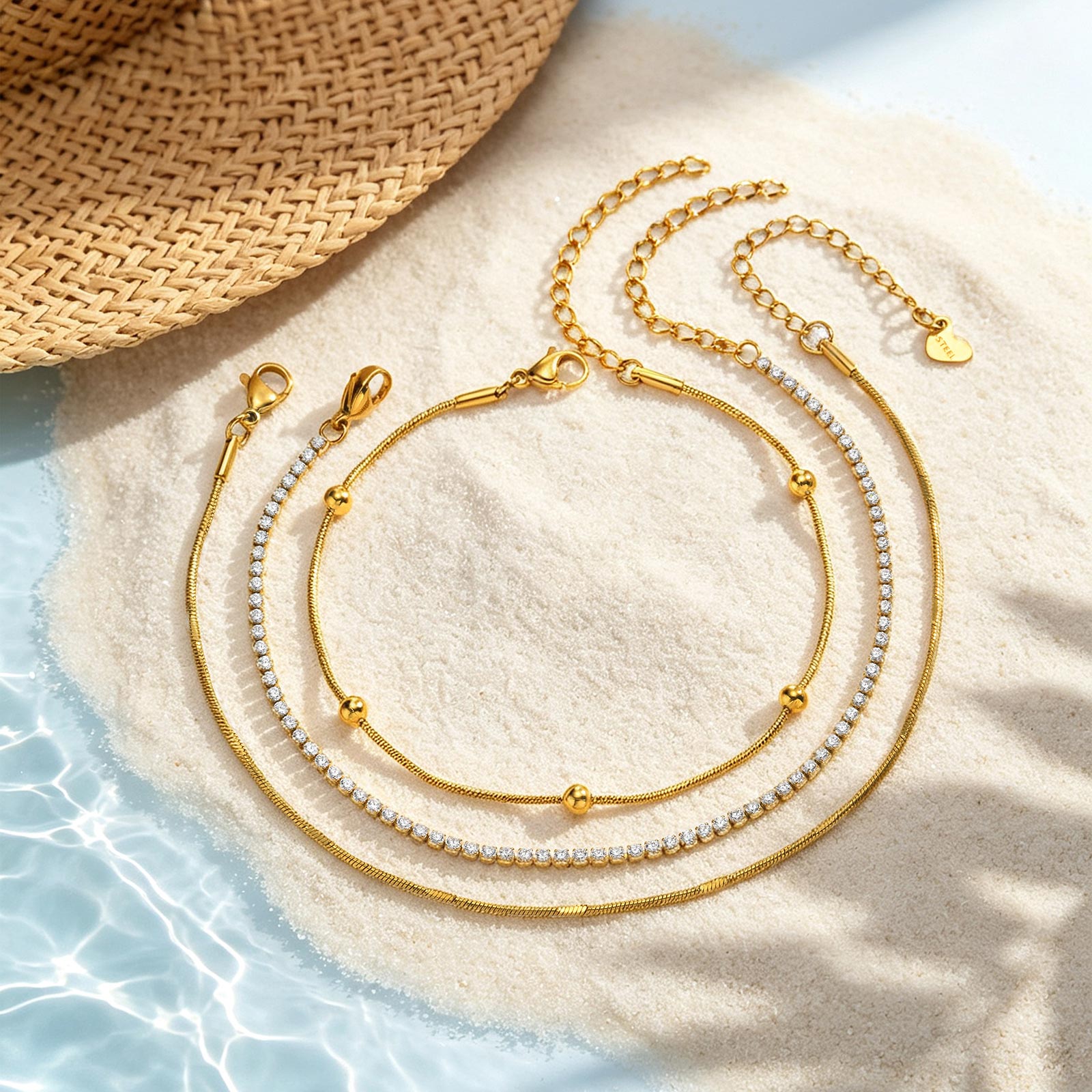 3Pcs Set Anklet Snake Chain An – Jc Jewelry & Watches Reviews recenzja i cena