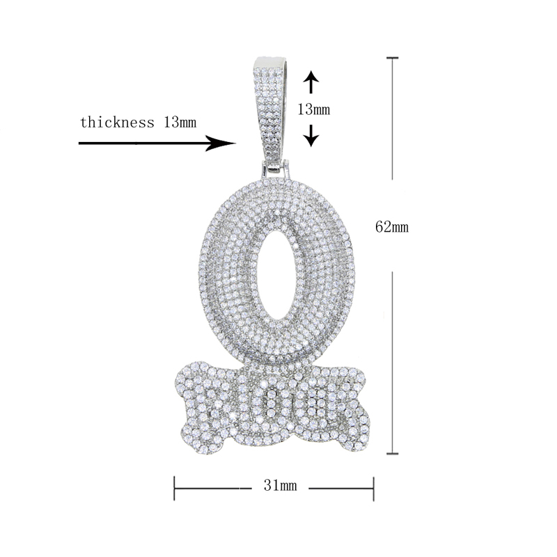 Iced Out Letter O Block Pendan – Tennis Bracelet Cubic recenzja i cena