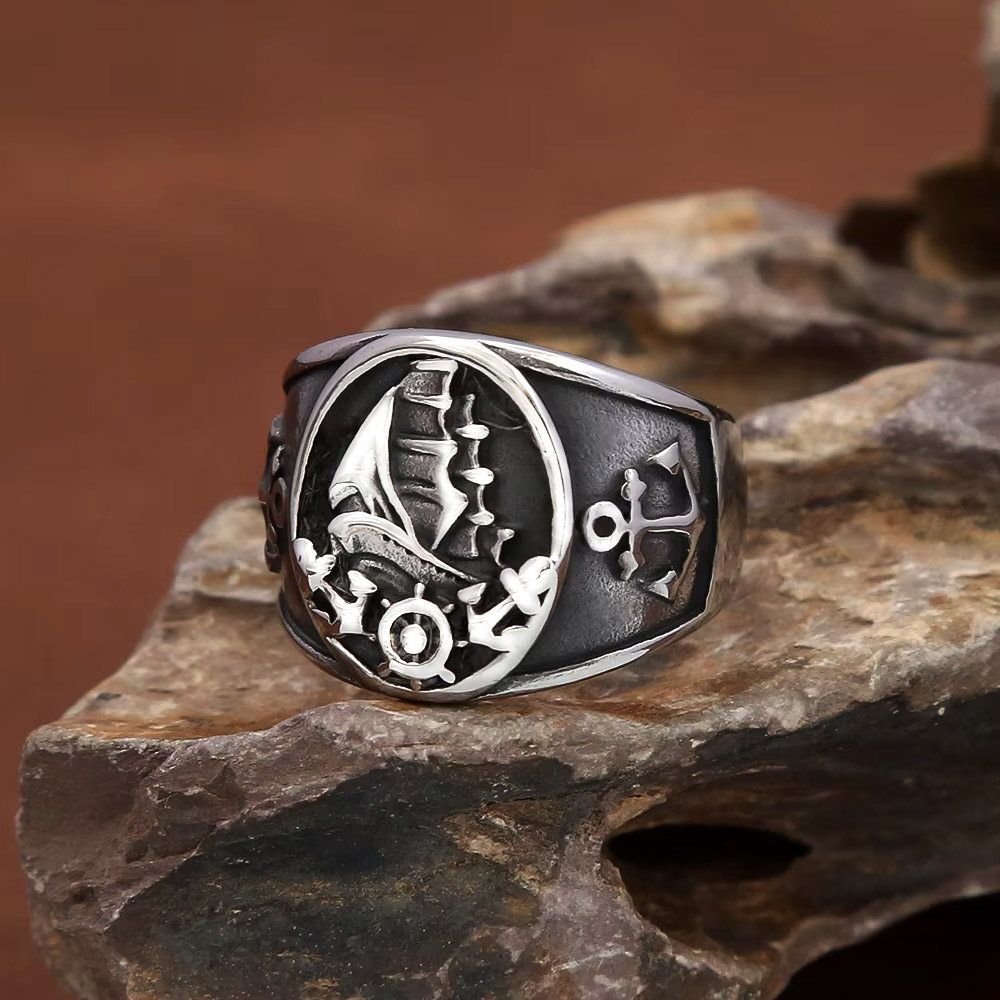 Vintage Nautical Nordic Sailbo – Mens Signet Ring recenzja i cena