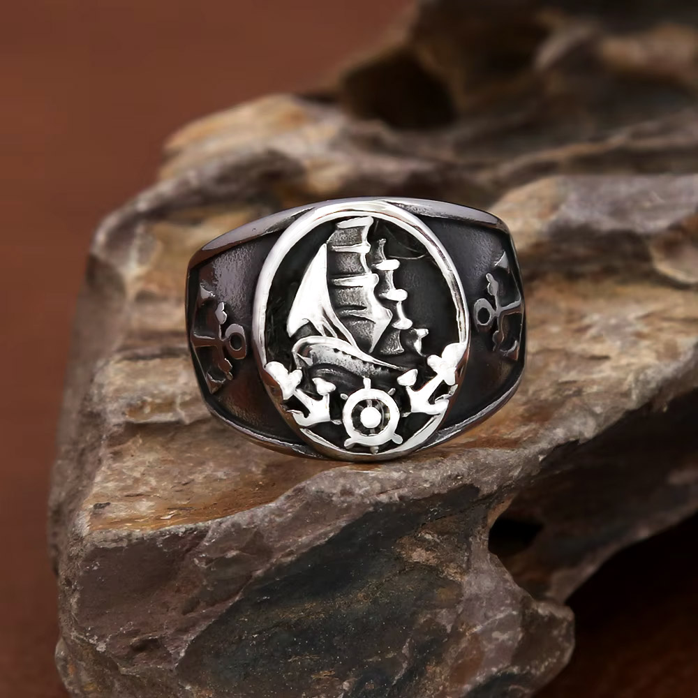 Vintage Nautical Nordic Sailbo – Mens Signet Ring recenzja i cena