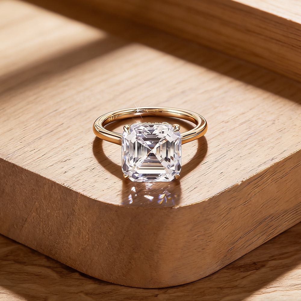 EWYA Asscher Cut 1/2/3/5CT 3EX – Moissanite Ring recenzja i cena