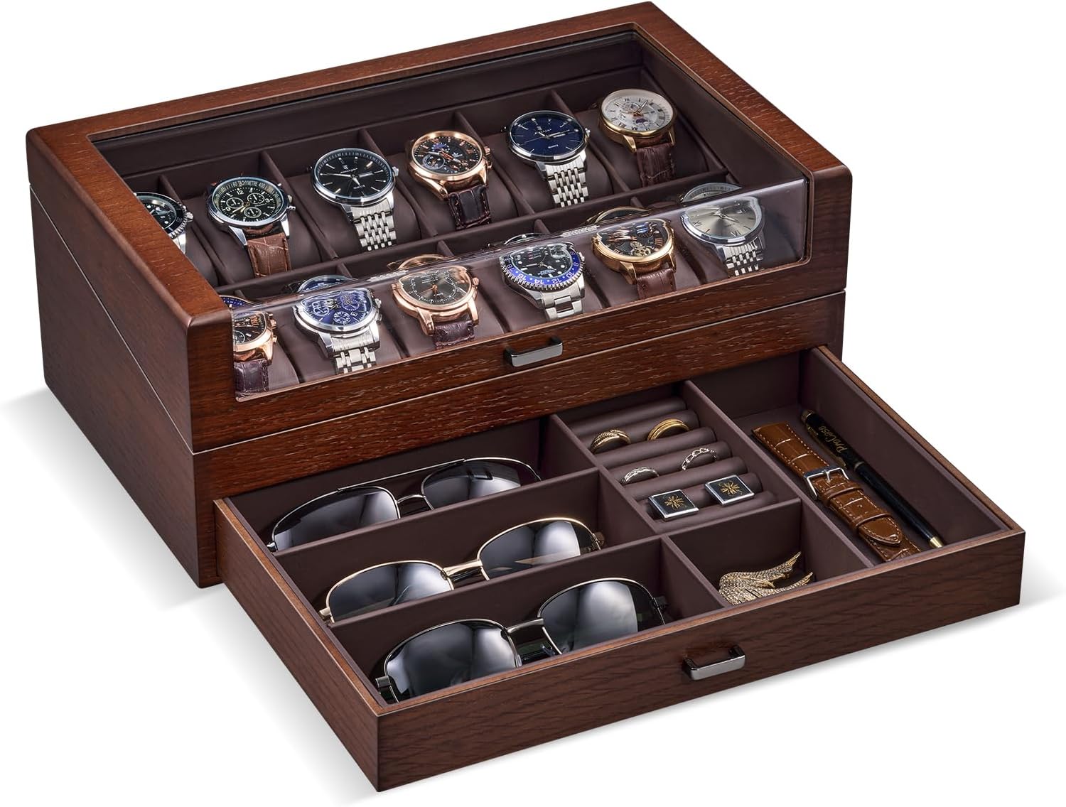 Wooden Watch Box for Men, 2-La – Jewelry Box That Holds Watches recenzja i cena