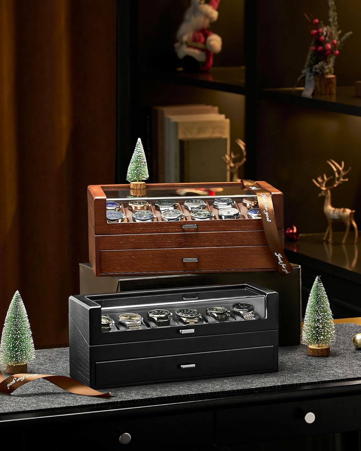 Wooden Watch Box for Men, 2-La – Jewelry Box That Holds Watches recenzja i cena